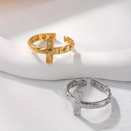 Vintage Stainless Steel Cross Rings