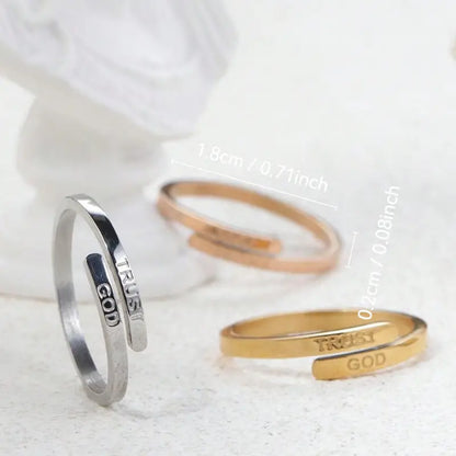 Stainless Steel “Trust God” Open Ring