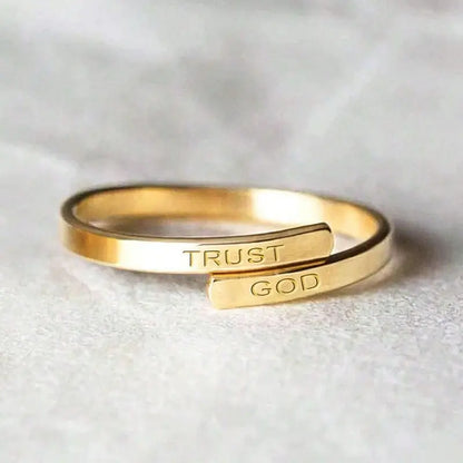 Stainless Steel “Trust God” Open Ring