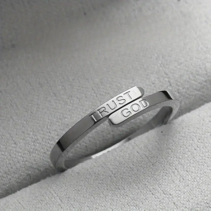 Stainless Steel “Trust God” Open Ring