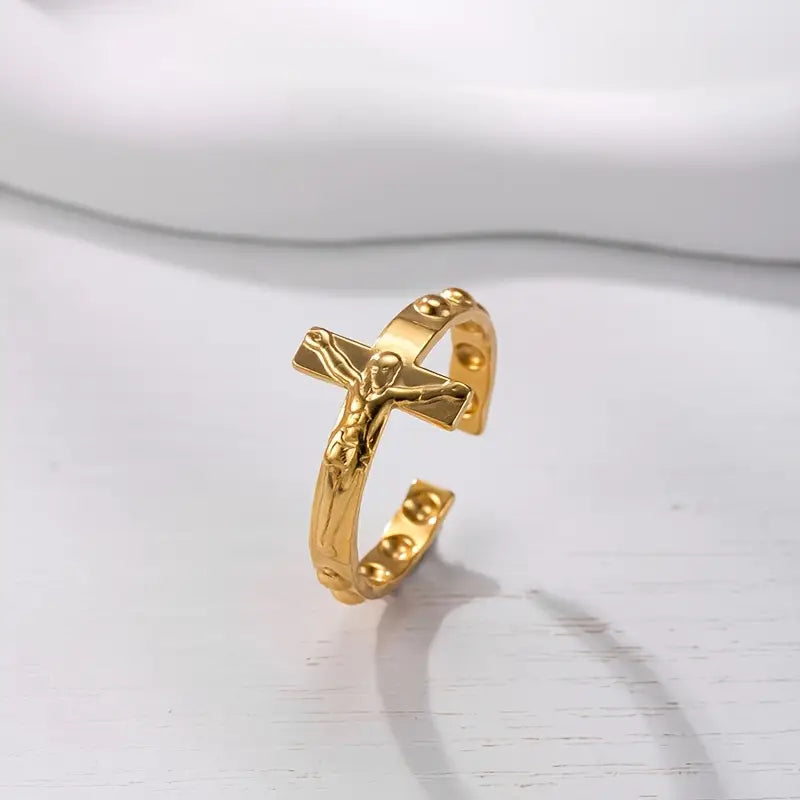 Vintage Stainless Steel Cross Rings