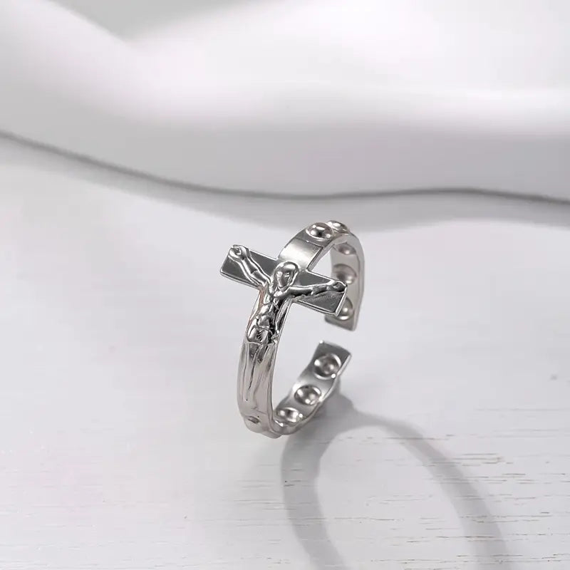 Vintage Stainless Steel Cross Rings