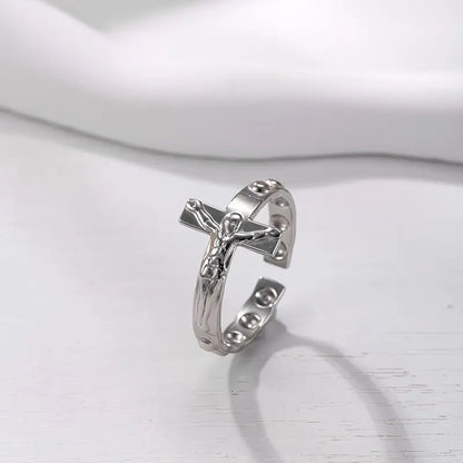 Vintage Stainless Steel Cross Rings