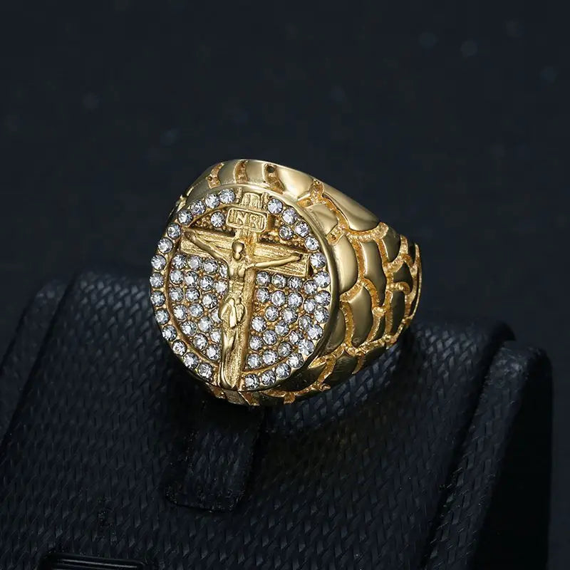 Stainless Steel Hip Hop Cross Ring
