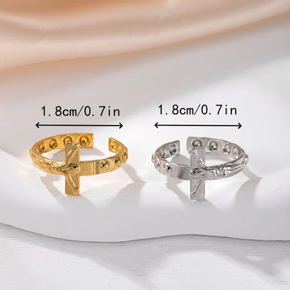 Vintage Stainless Steel Cross Rings