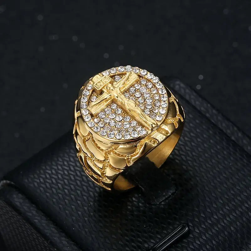Stainless Steel Hip Hop Cross Ring