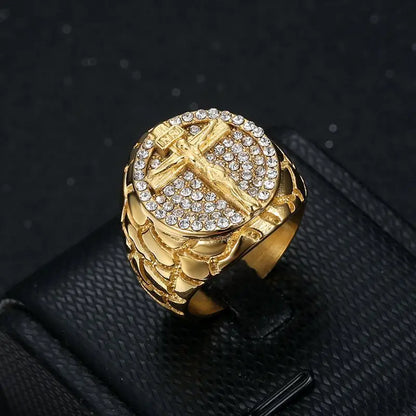 Stainless Steel Hip Hop Cross Ring