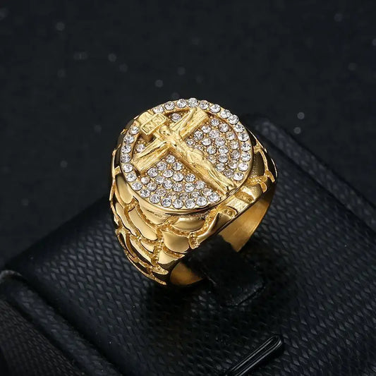 Stainless Steel Hip Hop Cross Ring