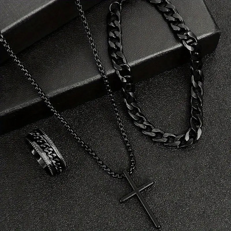 Men’s 3-Piece Cross Jewelry Gift Set