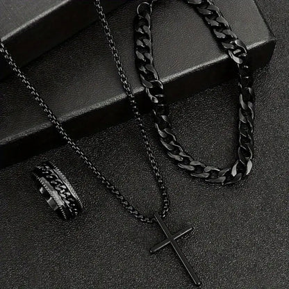 Men’s 3-Piece Cross Jewelry Gift Set