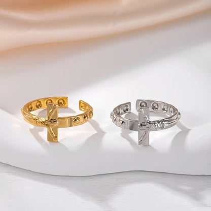 Vintage Stainless Steel Cross Rings