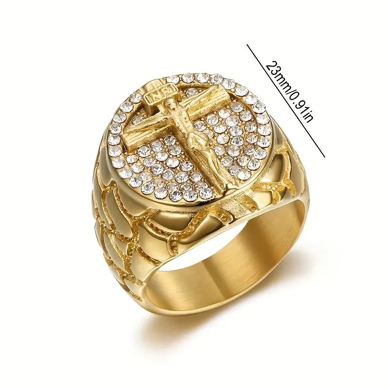 Stainless Steel Hip Hop Cross Ring