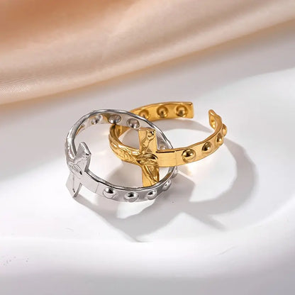 Vintage Stainless Steel Cross Rings