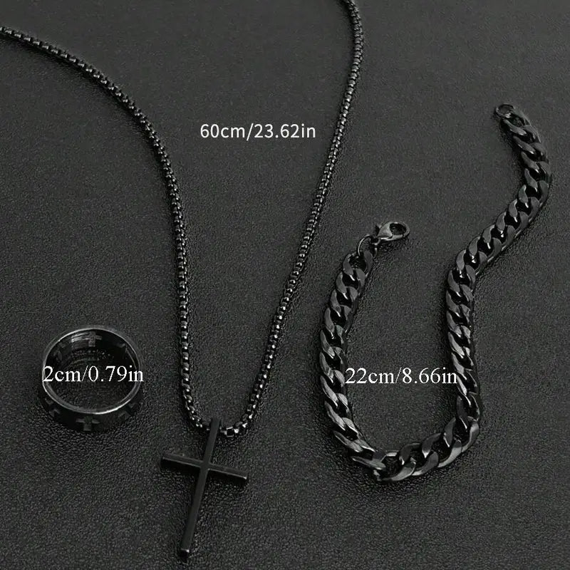 Men’s 3-Piece Cross Jewelry Gift Set