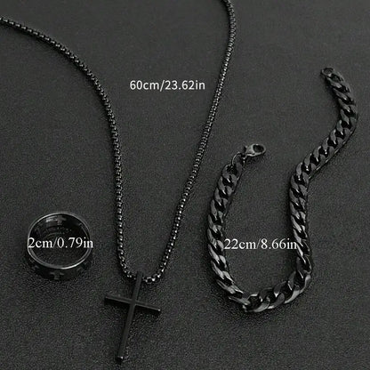 Men’s 3-Piece Cross Jewelry Gift Set