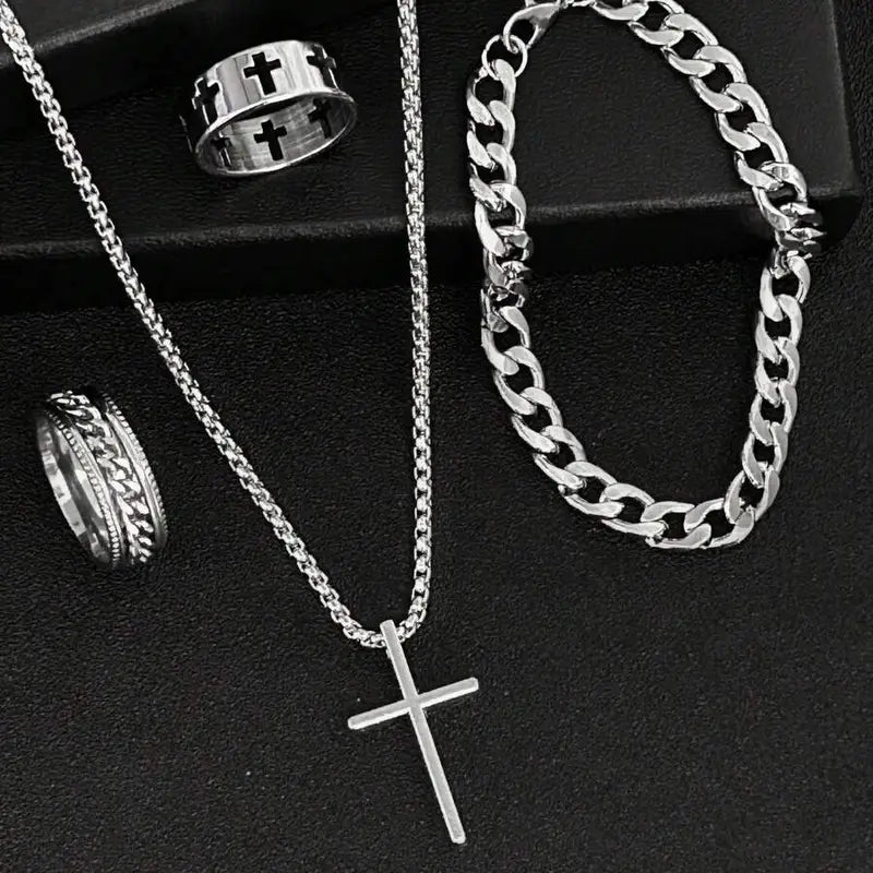 Men’s 3-Piece Cross Jewelry Gift Set