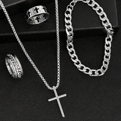 Men’s 3-Piece Cross Jewelry Gift Set