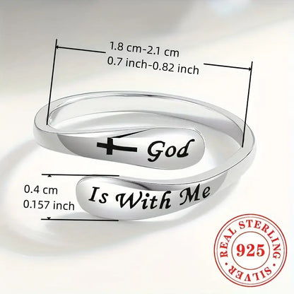 S925 Sterling Silver “God Is With Me” Ring