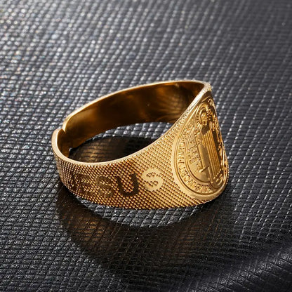 Jesus Christ Stainless Steel Medal Ring