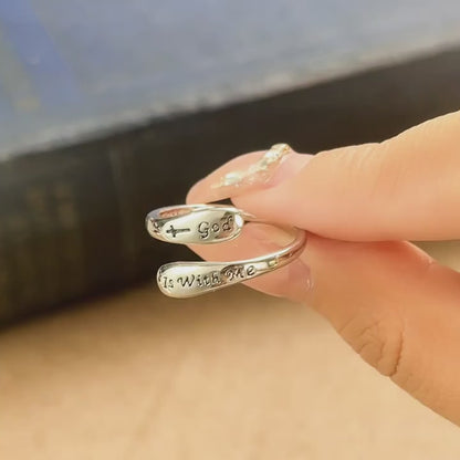 S925 Sterling Silver “God Is With Me” Ring